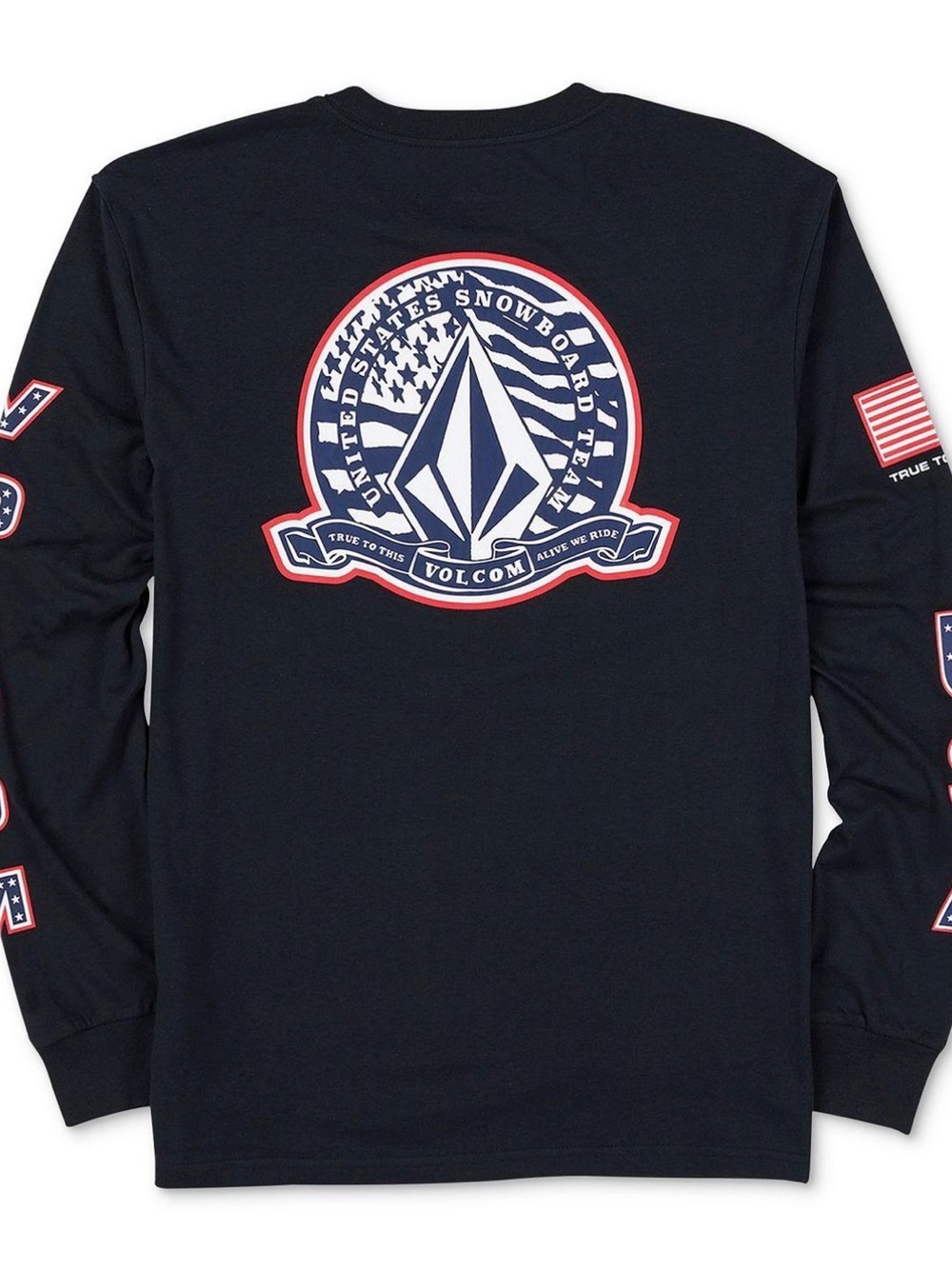 NWT Volcom USST True To This Long Sleeve Tee Black USA Snowboard Team M